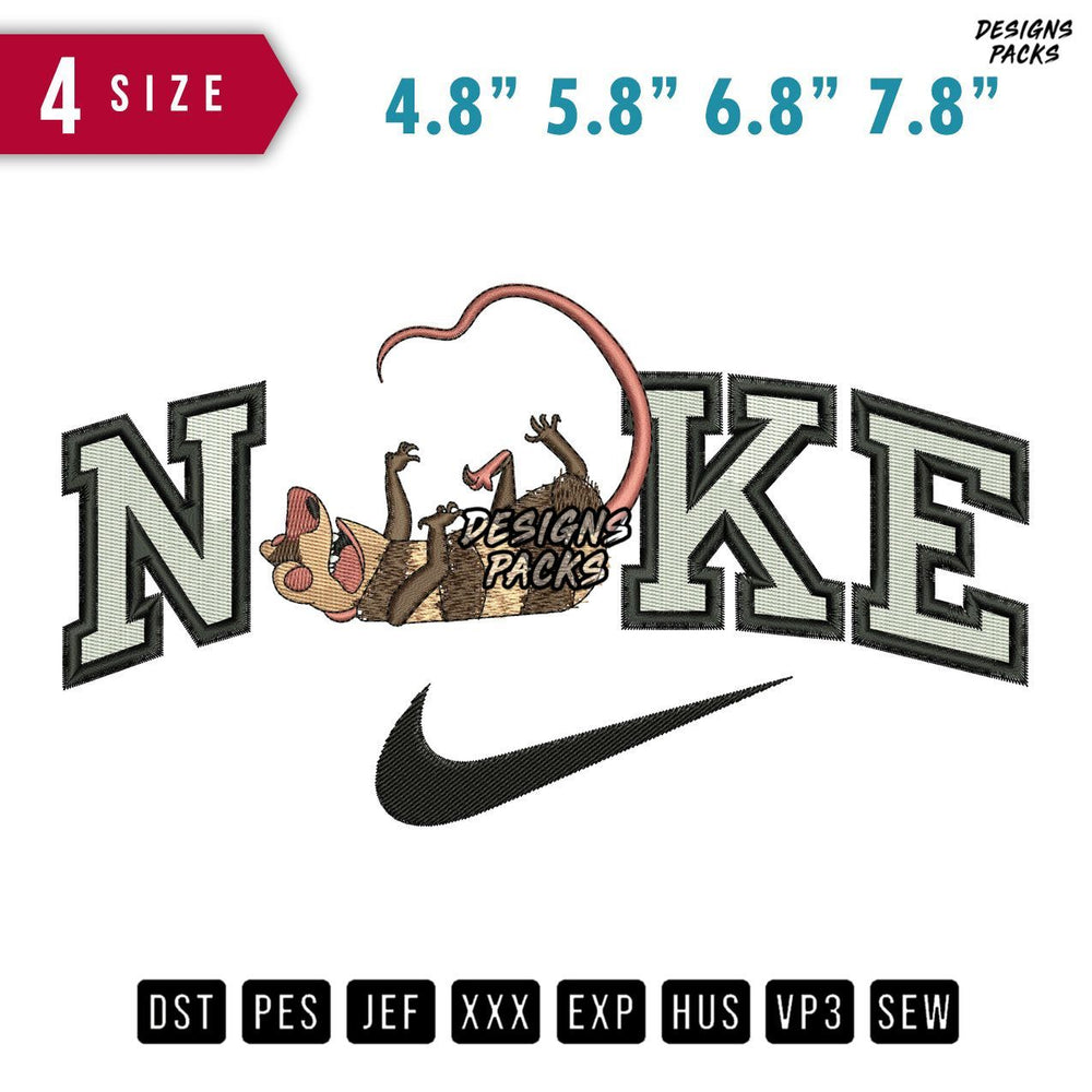 Swoosh Brand Ice Age Sid Embroidery Design