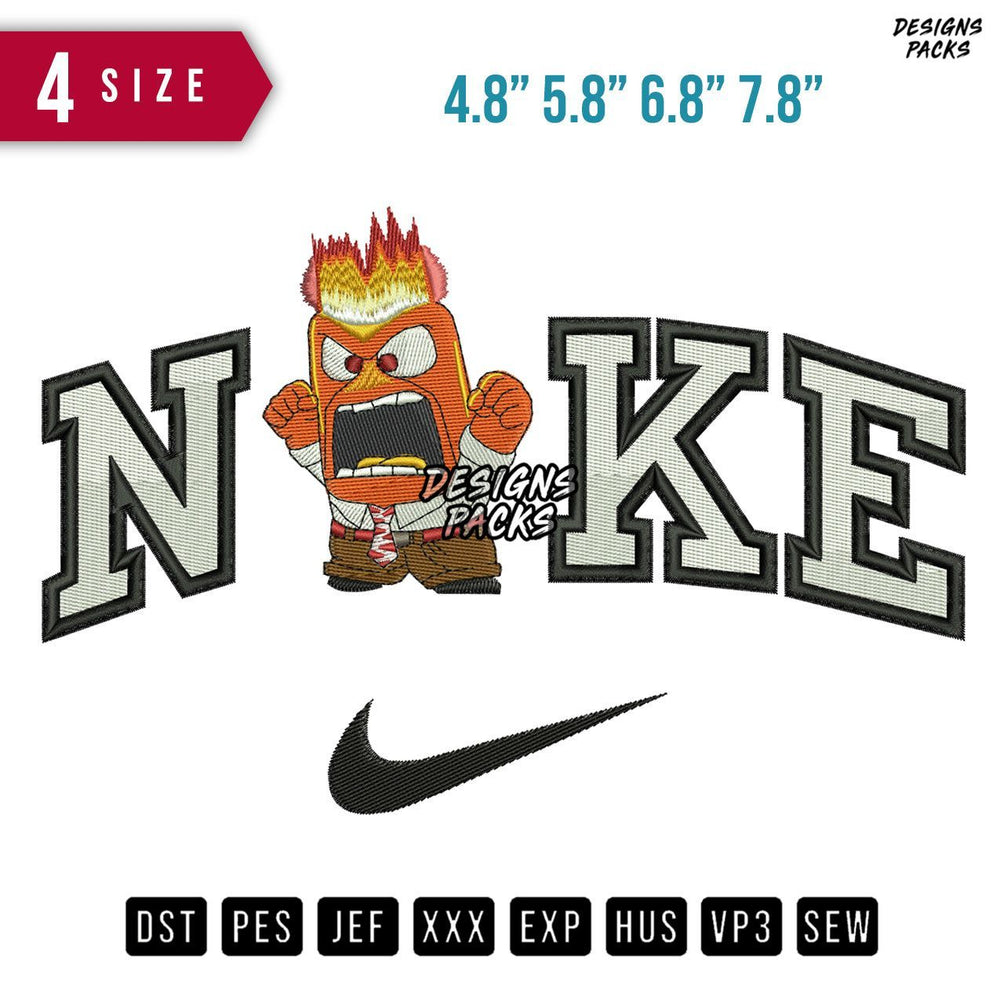 Swoosh Brand Inside Out Angry Embroidery Design