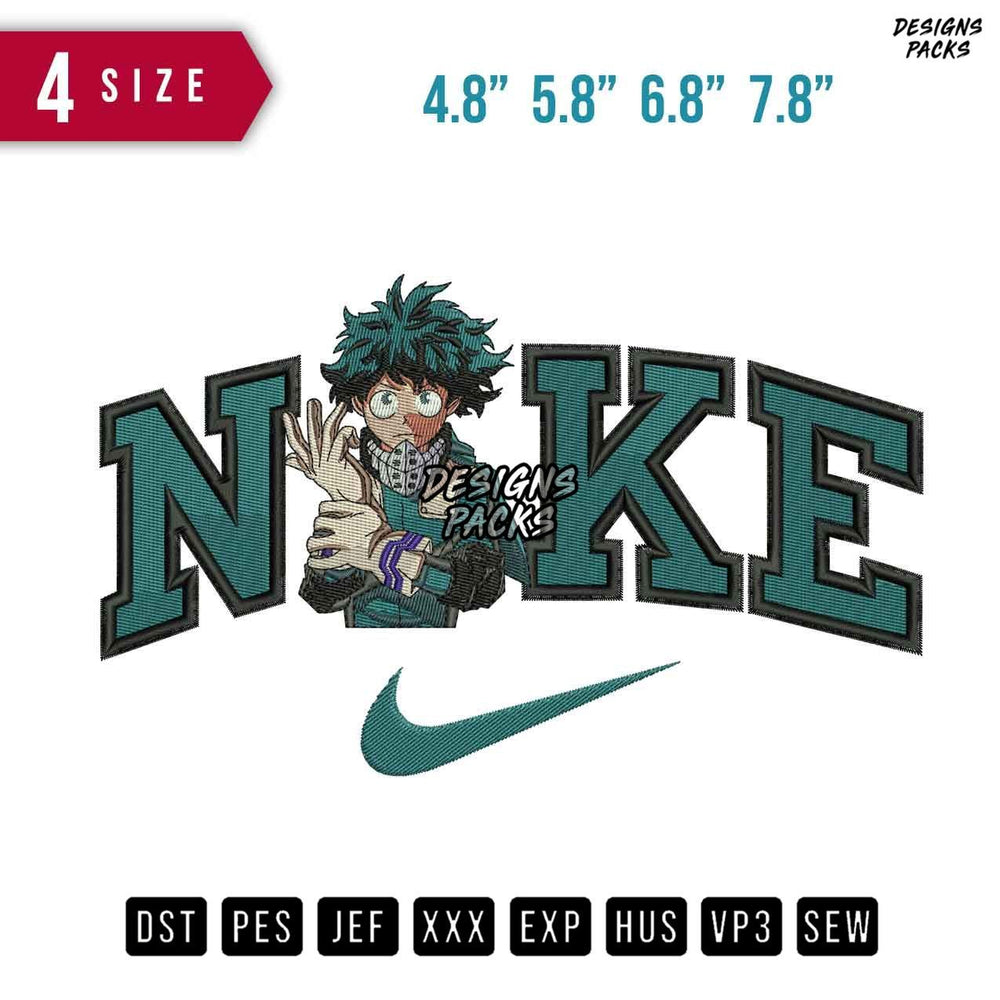 Swoosh Brand Izuku Midoriya B Embroidery Design