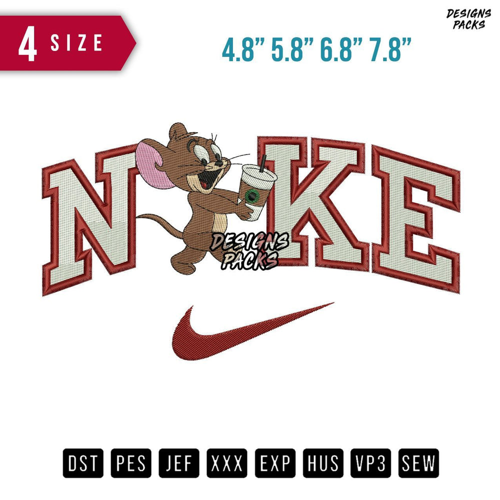 Swoosh Brand Jerry Drink B Embroidery Design