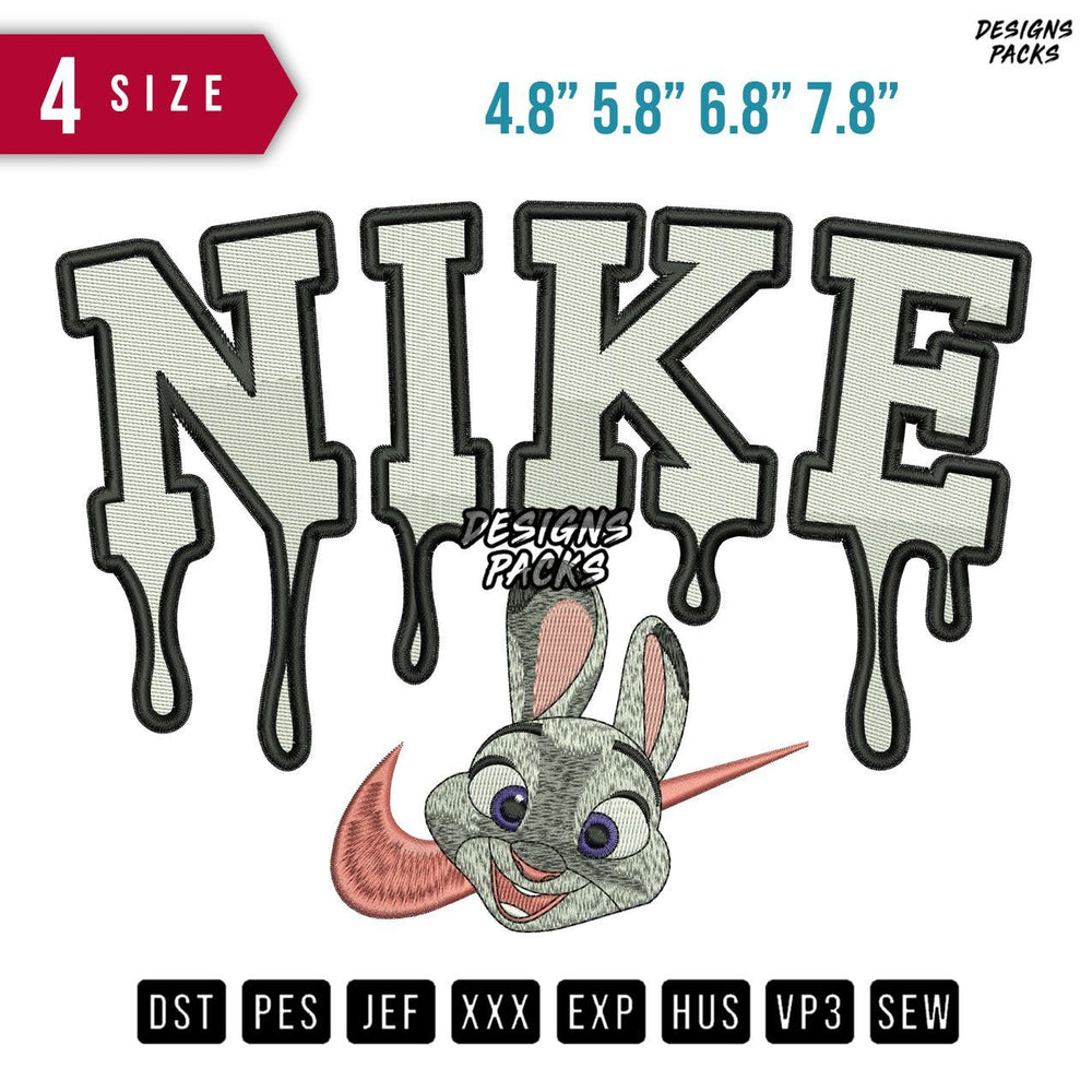 Swoosh Brand Judy Hopps Melt Embroidery Design