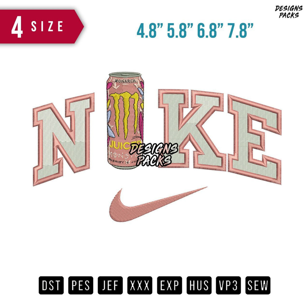 Swoosh Brand Juiced Monster Embroidery Design