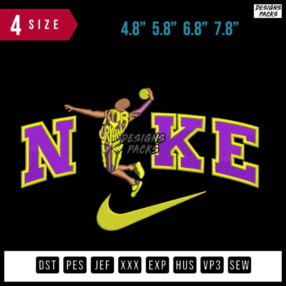 Swoosh Brand Kobe Jump Embroidery Design