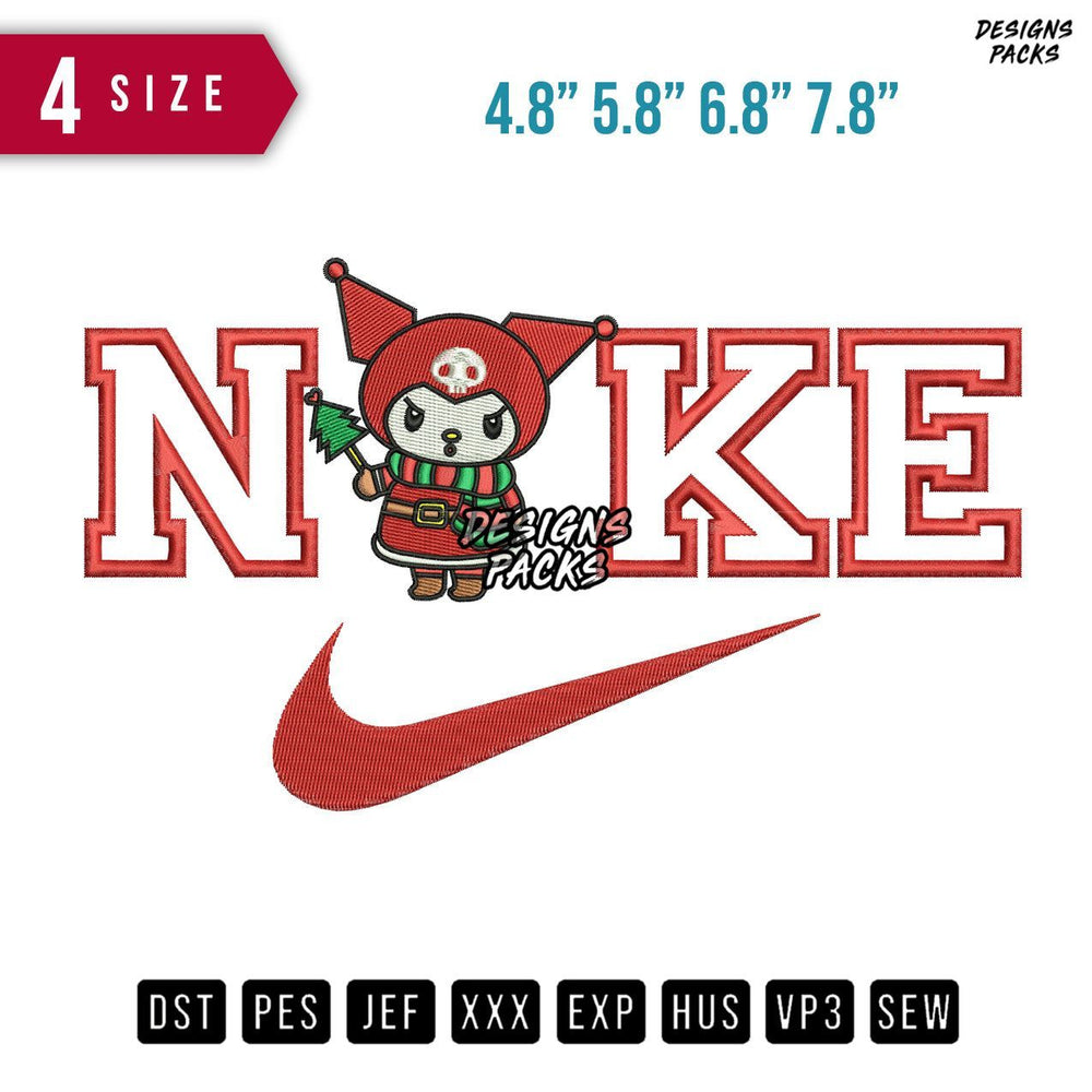 Swoosh Brand Kuromi Red Embroidery Design