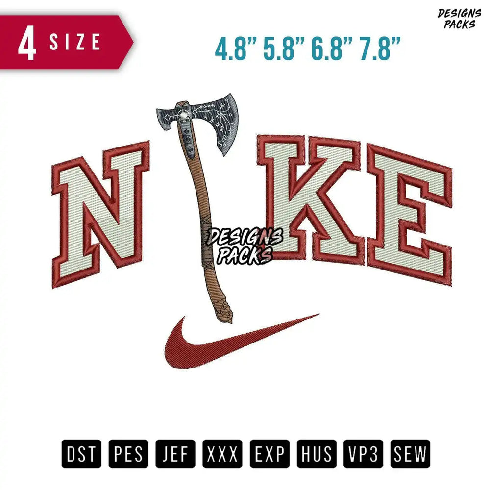 Swoosh Brand Leviathan Axe Embroidery Design