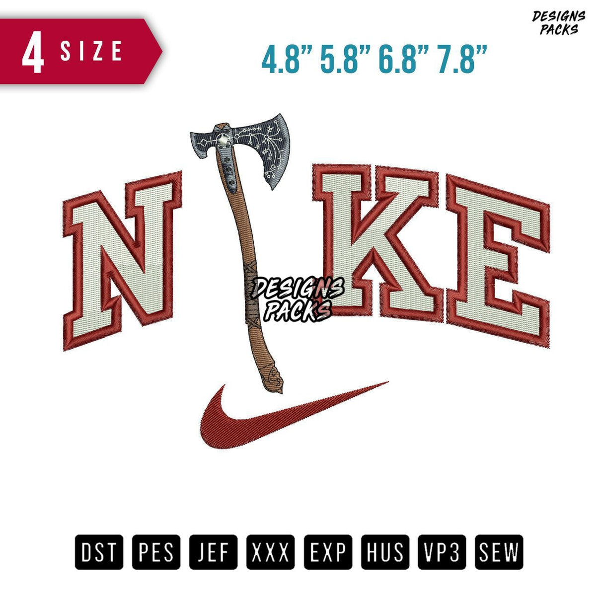 Swoosh Brand Leviathan Axe Embroidery Design