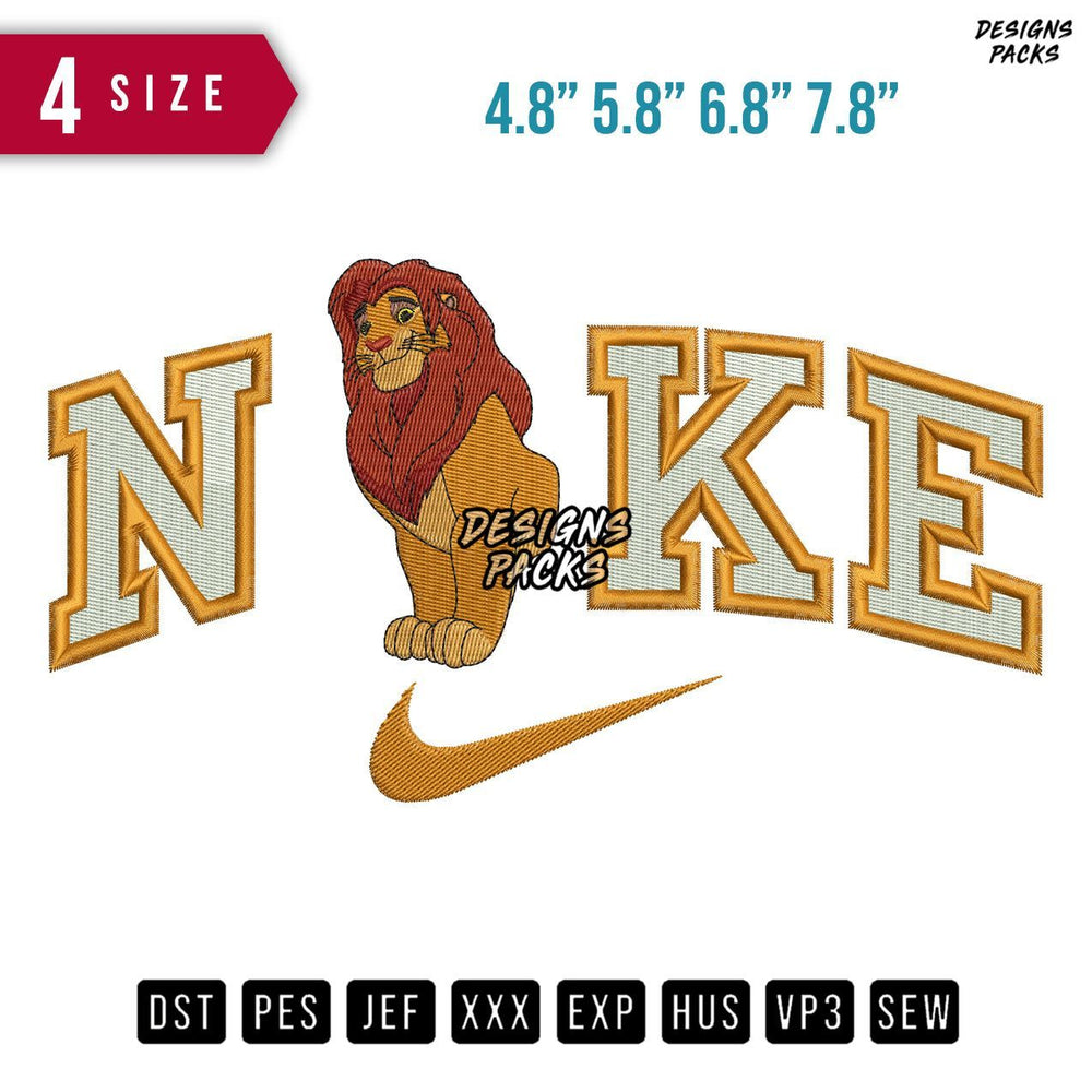 Swoosh Brand Lion B Embroidery Design