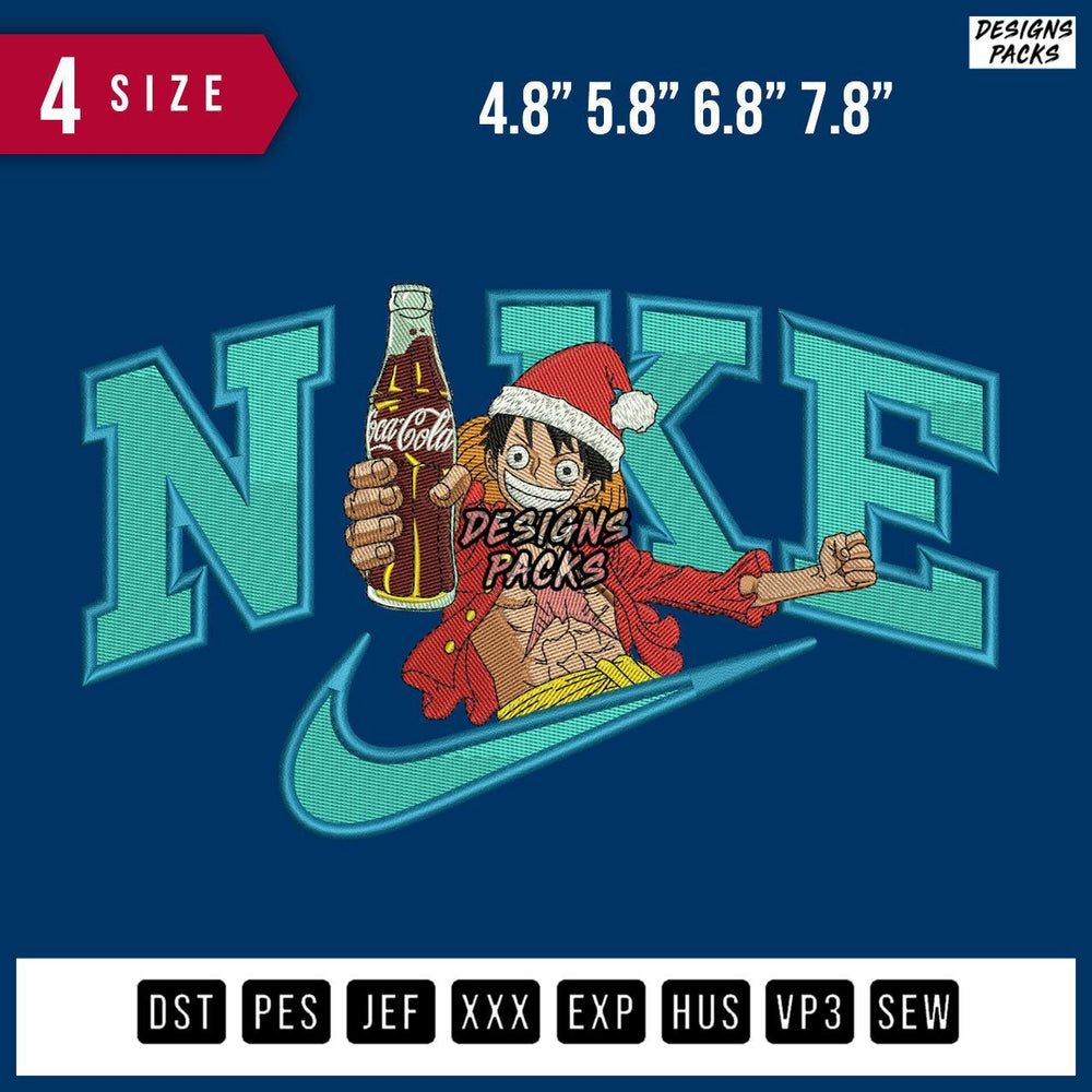 Swoosh Brand Luffy Christ Coca Cola Embroidery Design