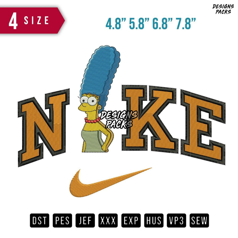 Swoosh Brand Marge Embroidery Design