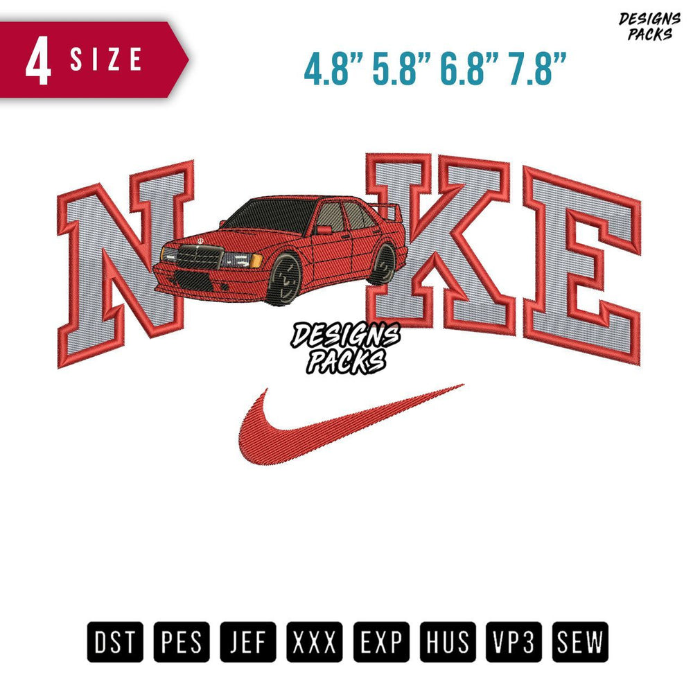 Swoosh Brand Mercedez W 124 Embroidery Design