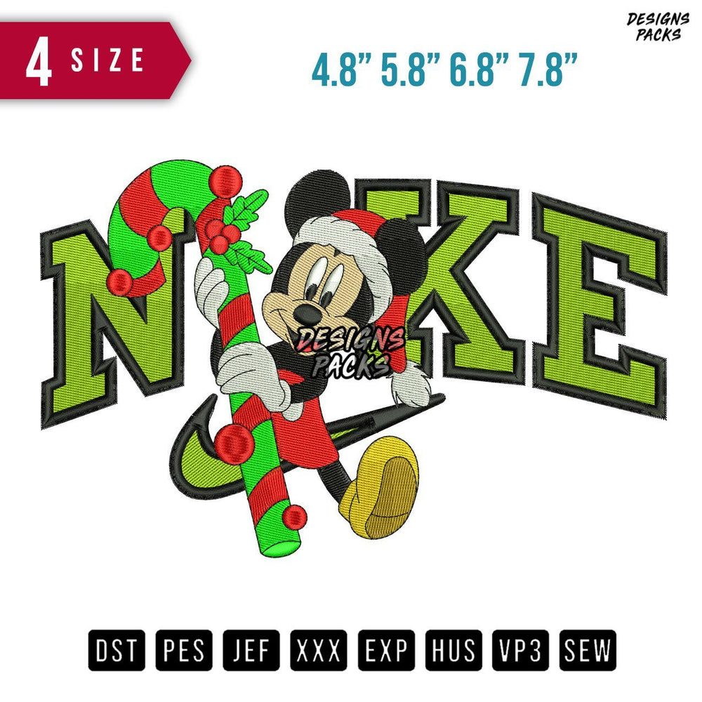 Swoosh Brand Mickey Christmas Embroidery Design
