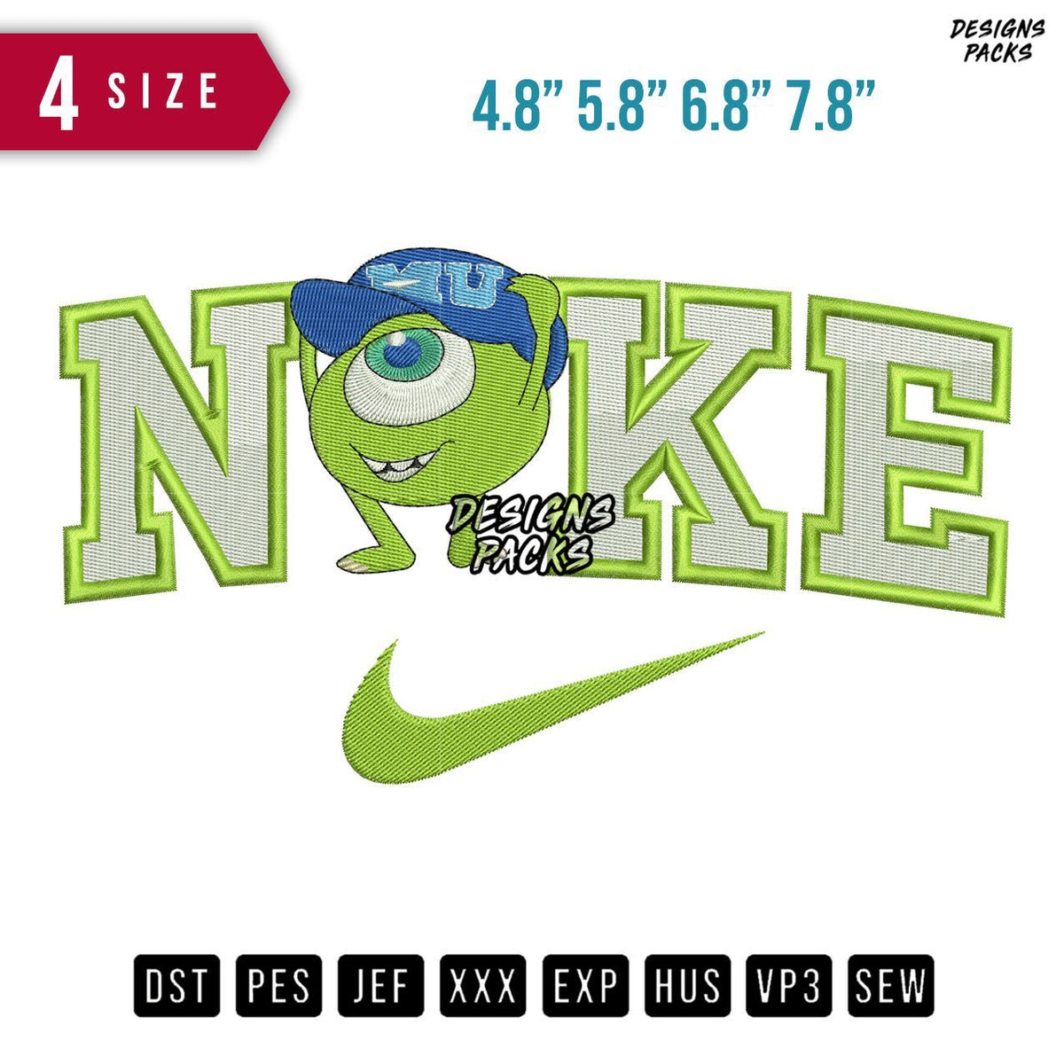 Swoosh Brand Mike Wazowski Embroidery Design