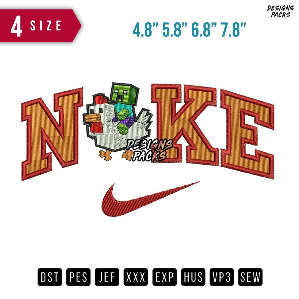 Swoosh Brand Minecraft Embroidery Design