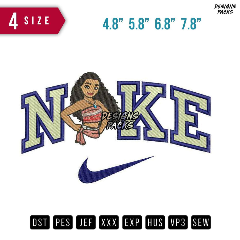 Swoosh Brand Moana Pose Embroidery Design