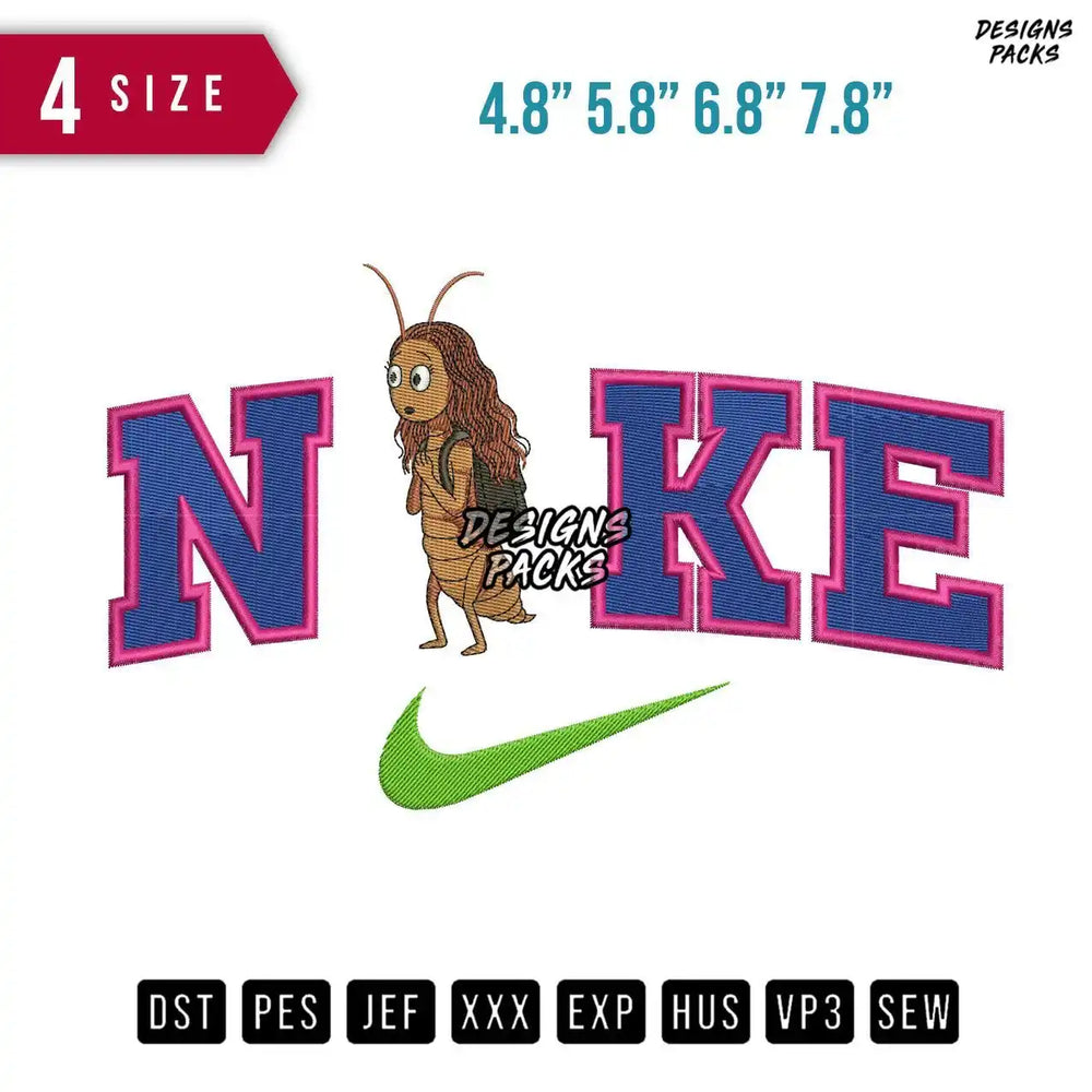 Swoosh Brand Mosquito Embroidery Design