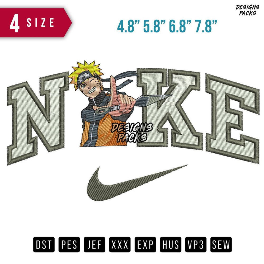 Swoosh Brand Naruto Finger Embroidery Design