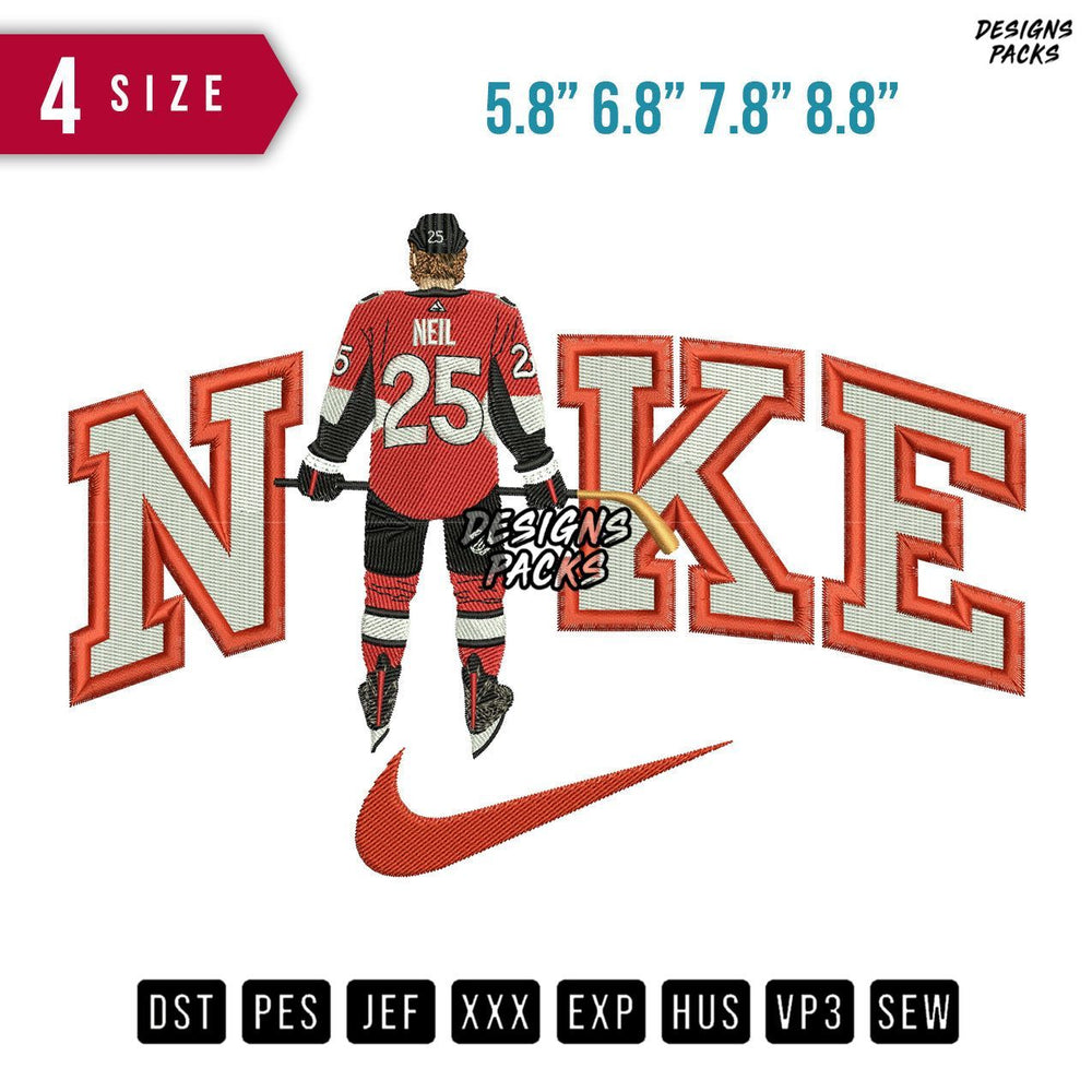 Swoosh Brand Neil Embroidery Design