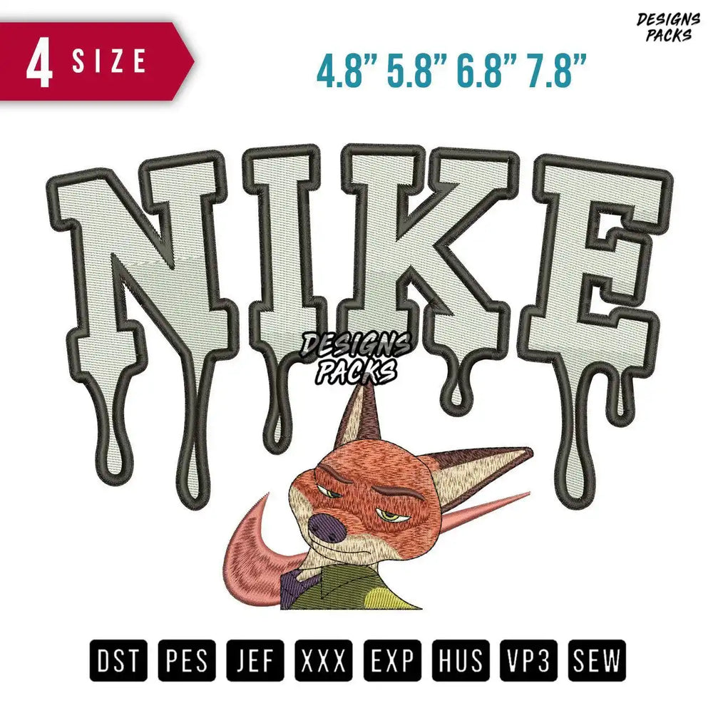 Swoosh Brand Nick Melt Embroidery Design