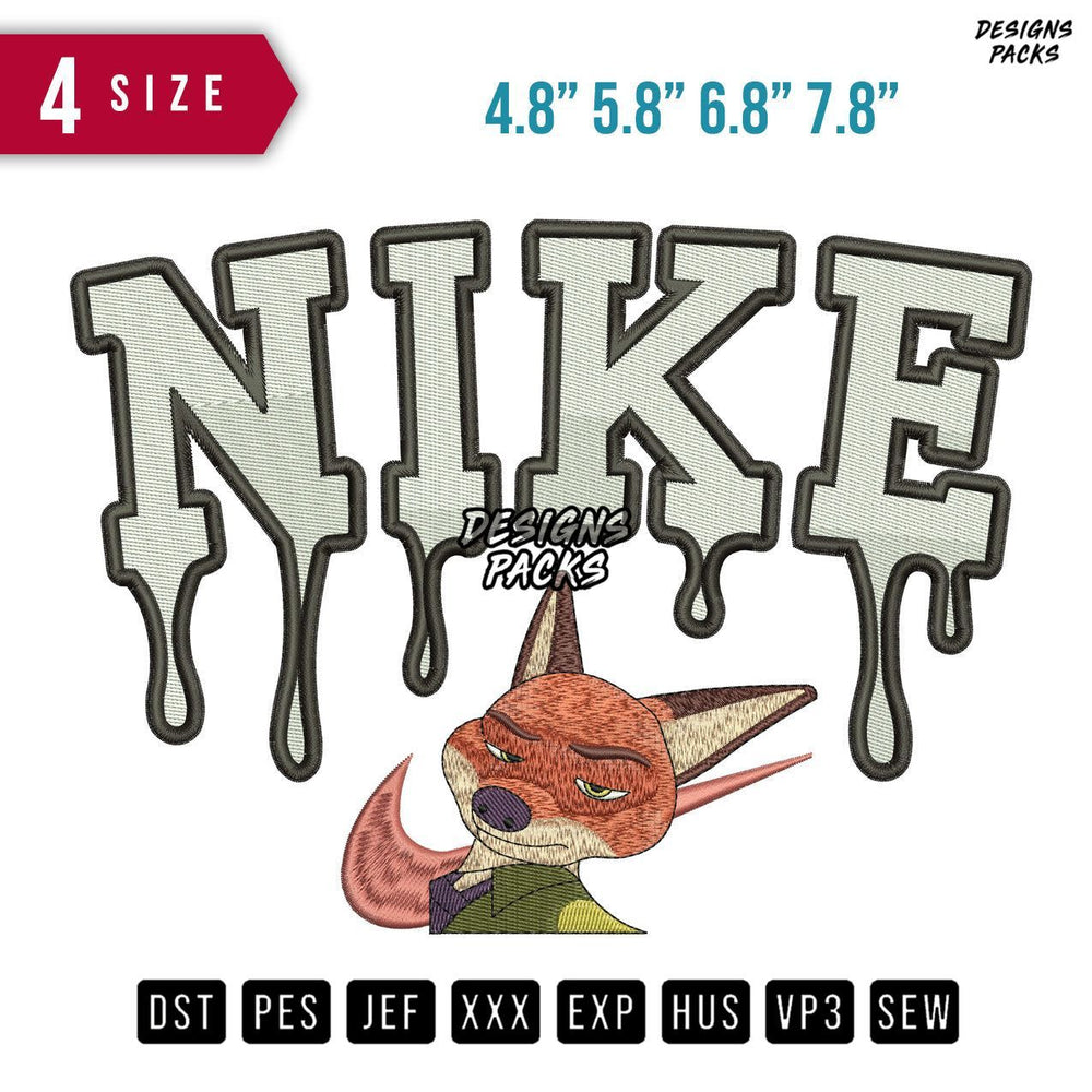 Swoosh Brand Nick Melt Embroidery Design