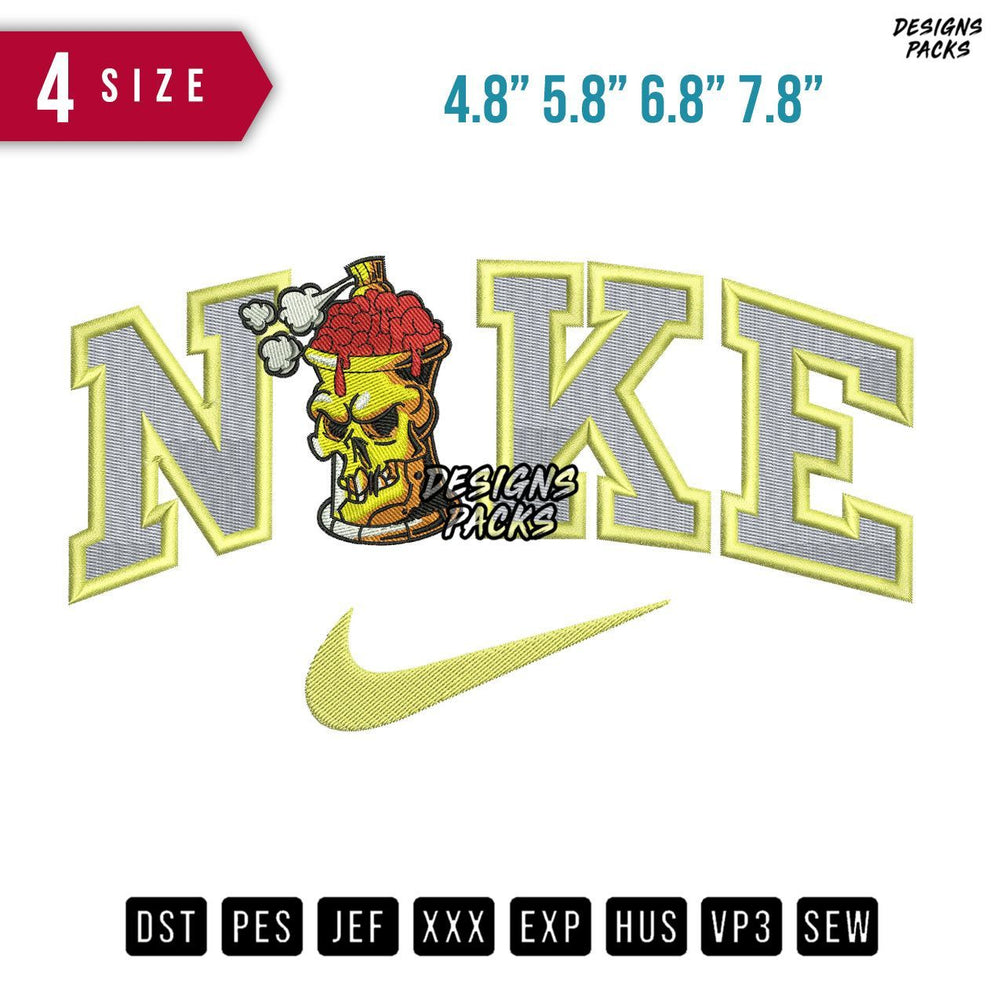 Swoosh Brand Paint Spray Embroidery Design