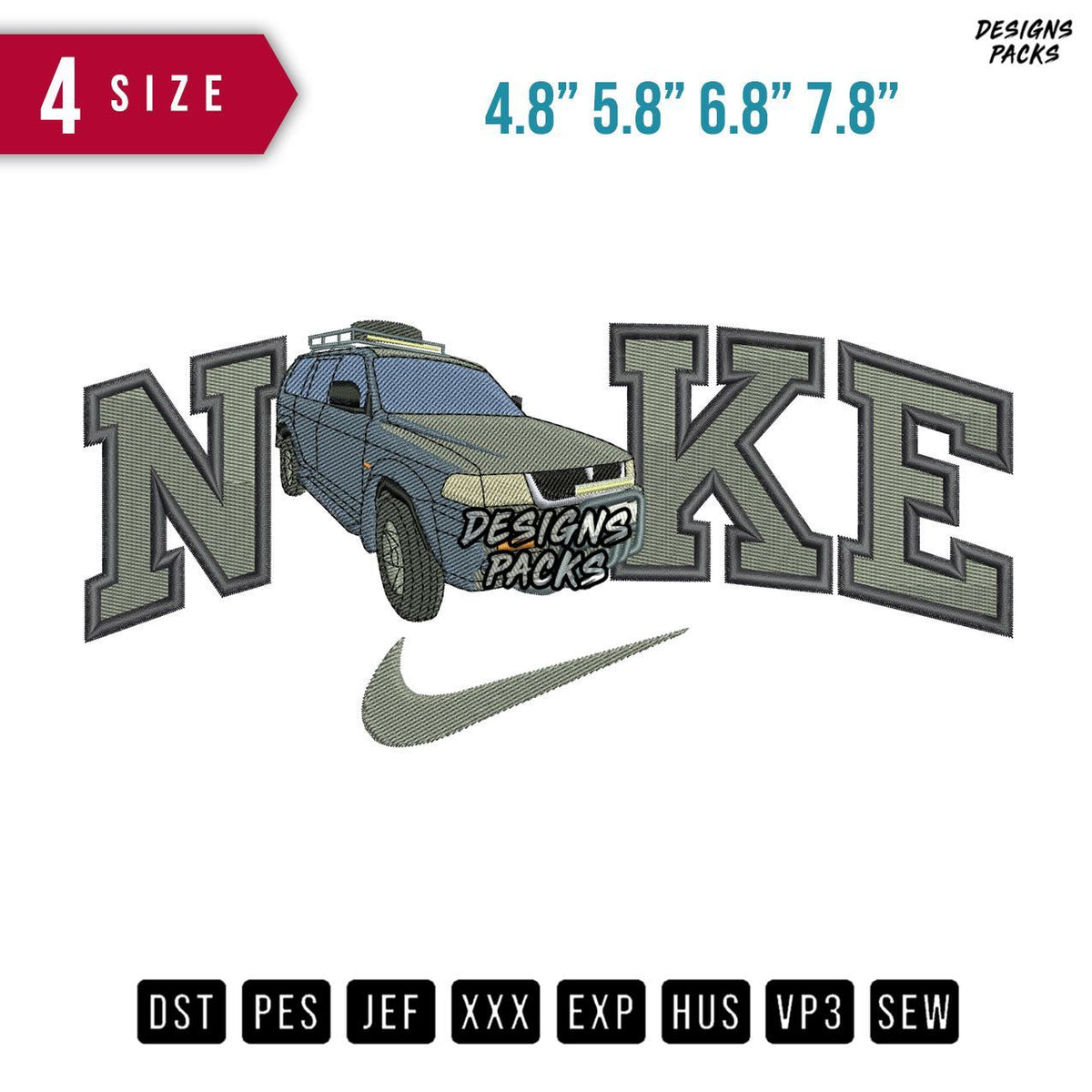 Swoosh Brand Pajero 2003 Car Embroidery Design