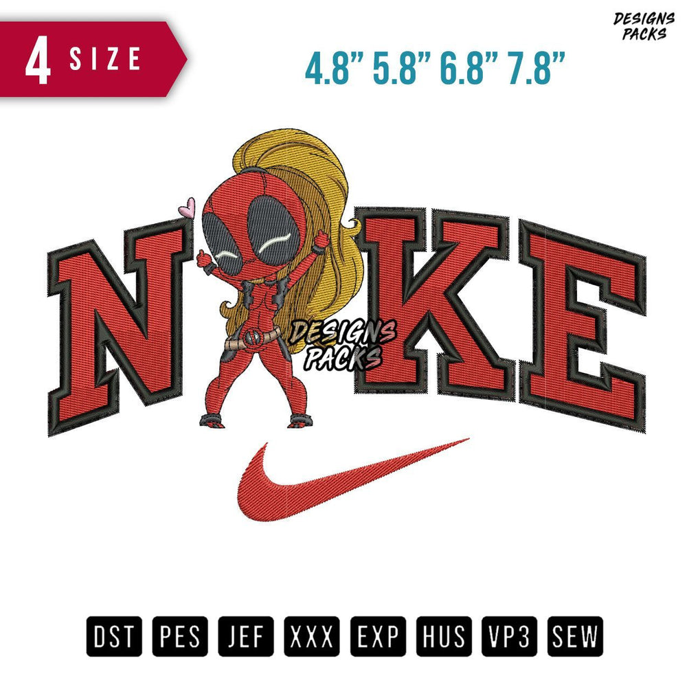 Swoosh Brand Pool Woman Embroidery Design