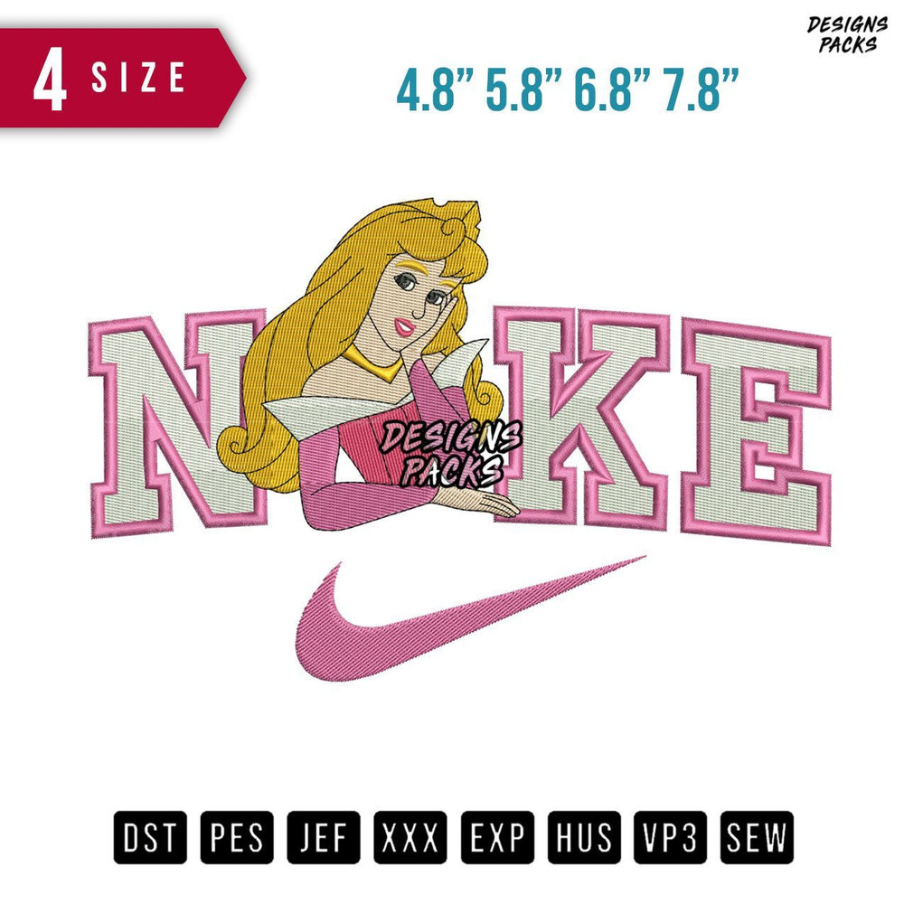Swoosh Brand Princess Aurora Embroidery Design