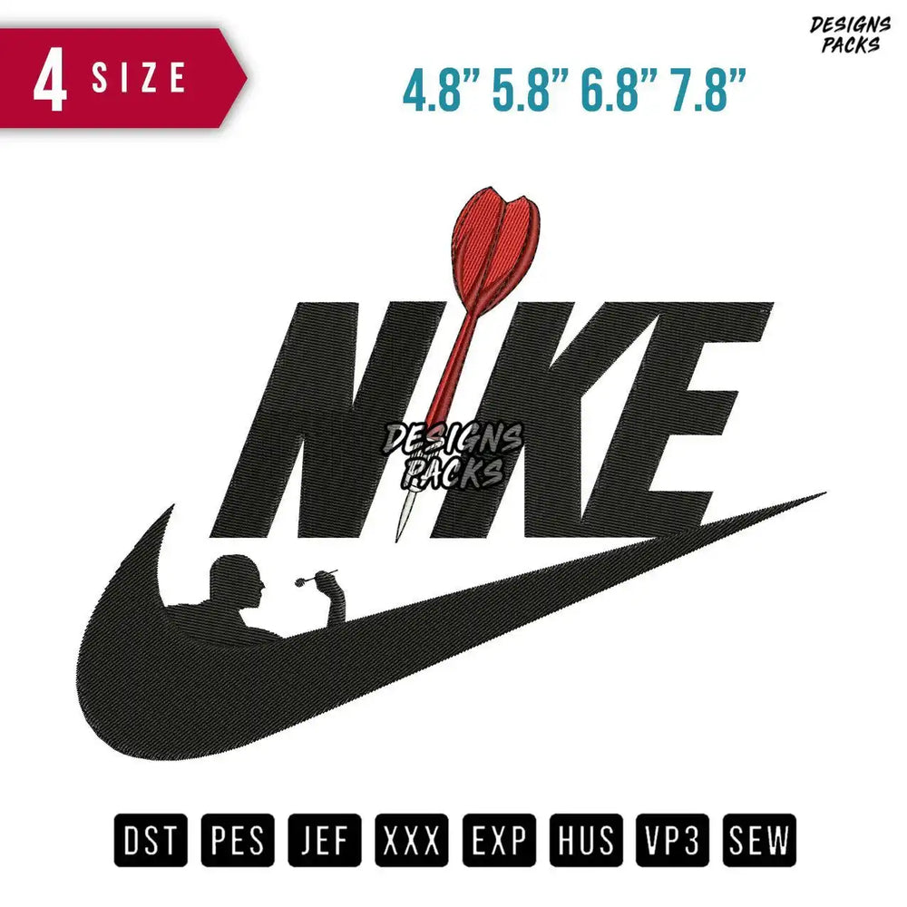Swoosh Brand Red Dart Embroidery Design