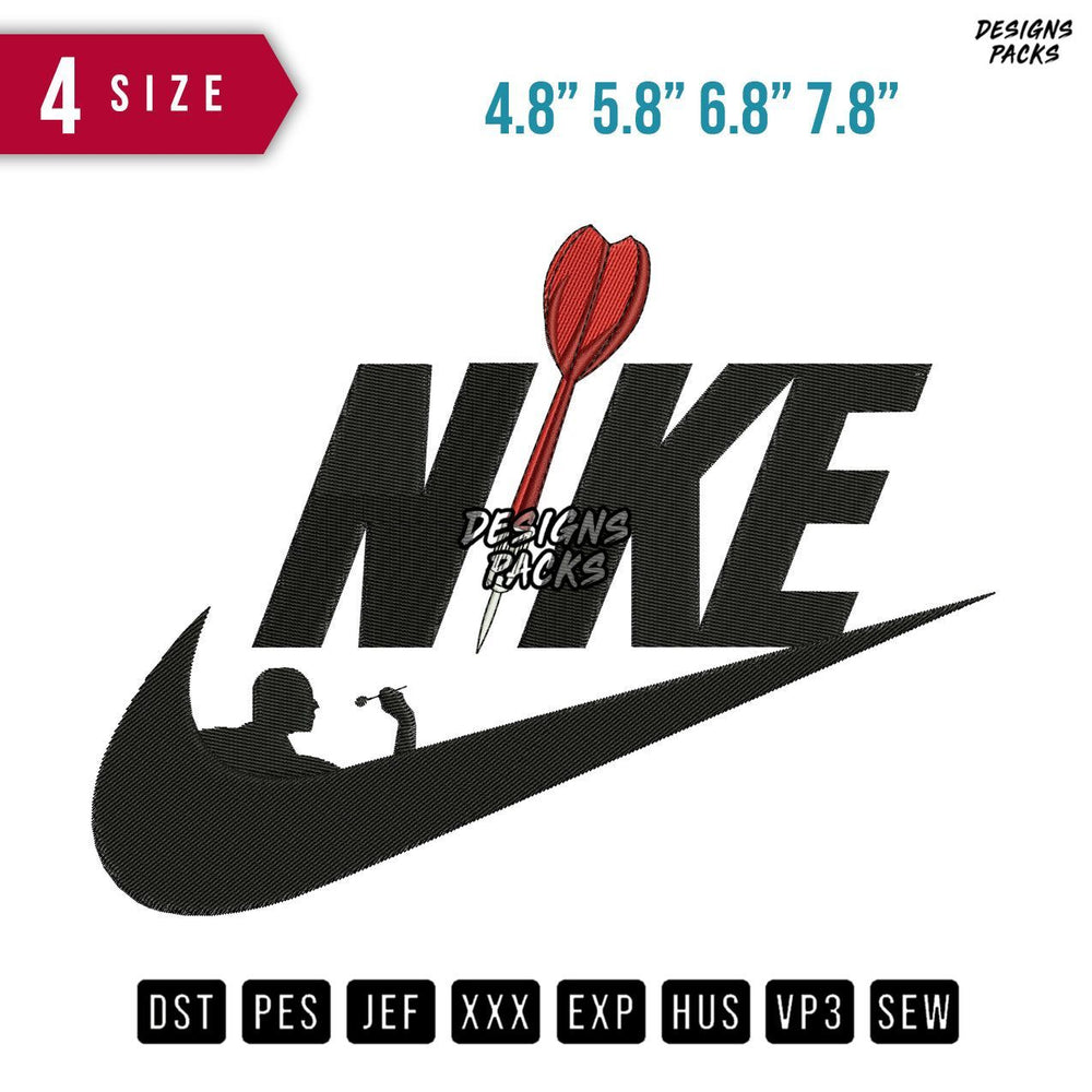 Swoosh Brand Red Dart Embroidery Design