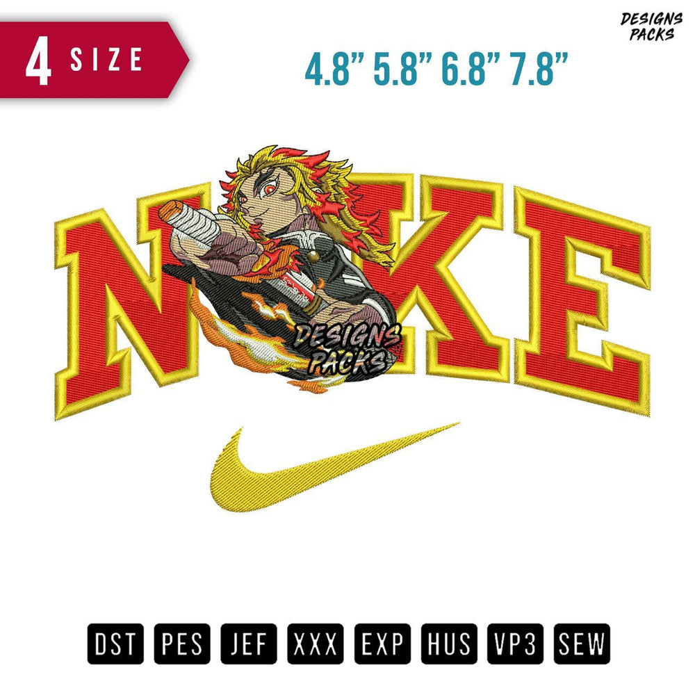 Swoosh Brand Rengoku Kyojuro Embroidery Design