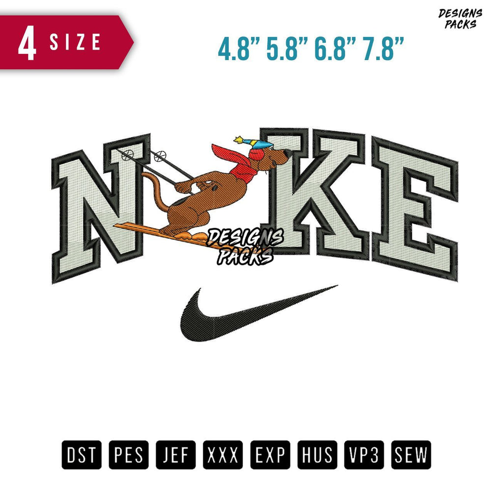 Swoosh Brand Scooby Doo Skiing Embroidery Design