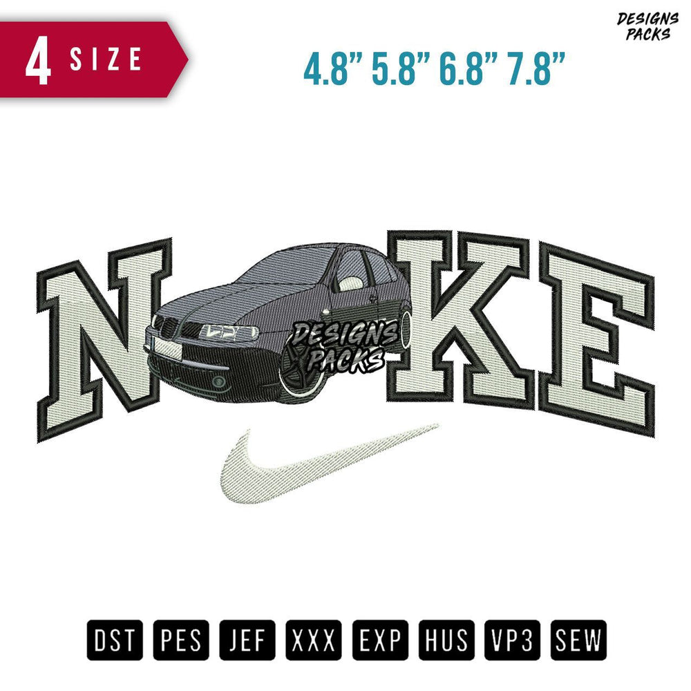 Swoosh Brand Seat Leon Car Embroidery Design