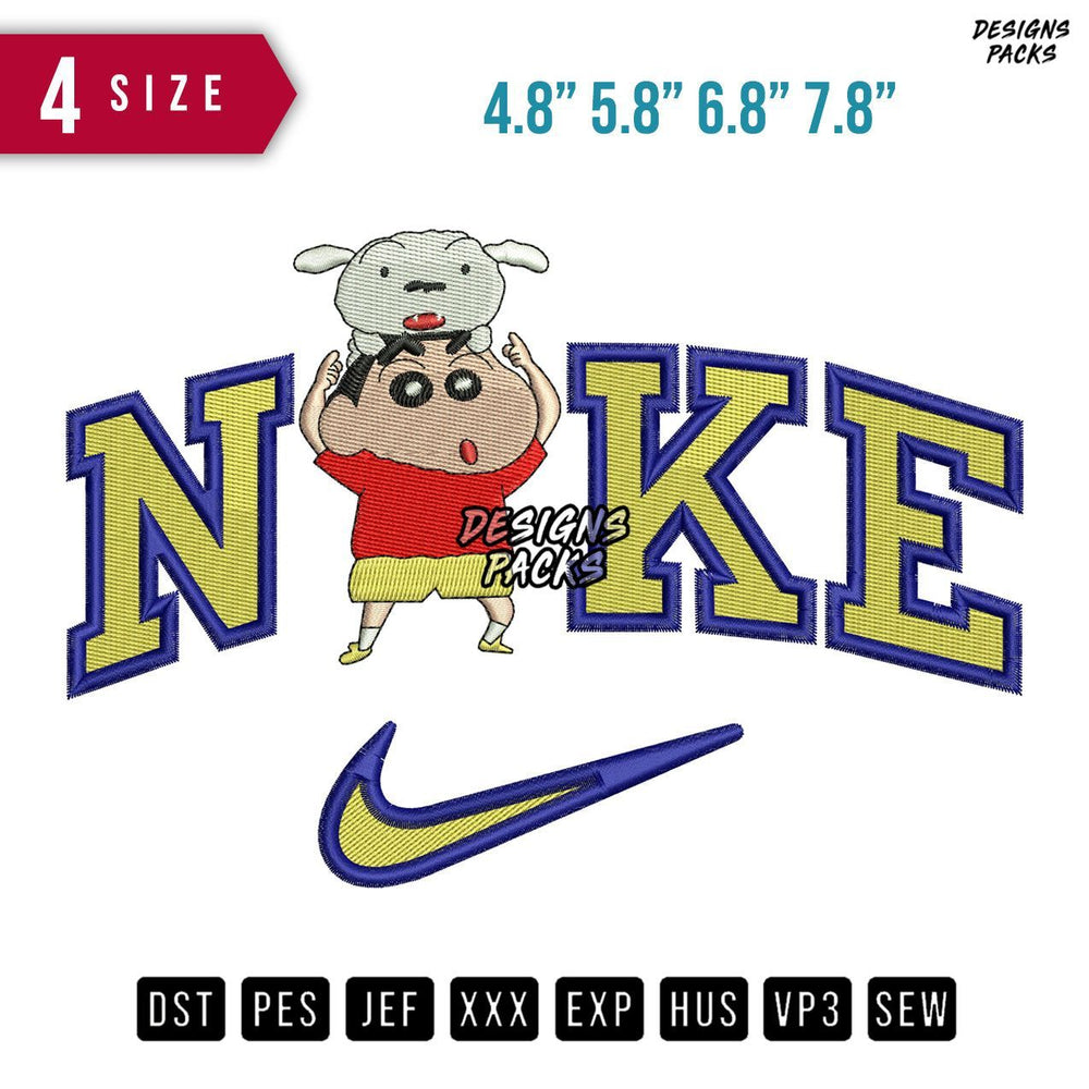 Swoosh Brand Shinchan Embroidery Design