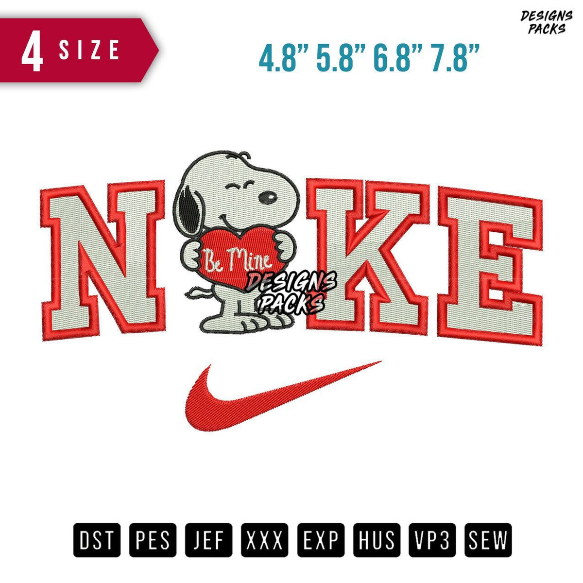 Swoosh Brand Snoopy Be Mine Embroidery Design