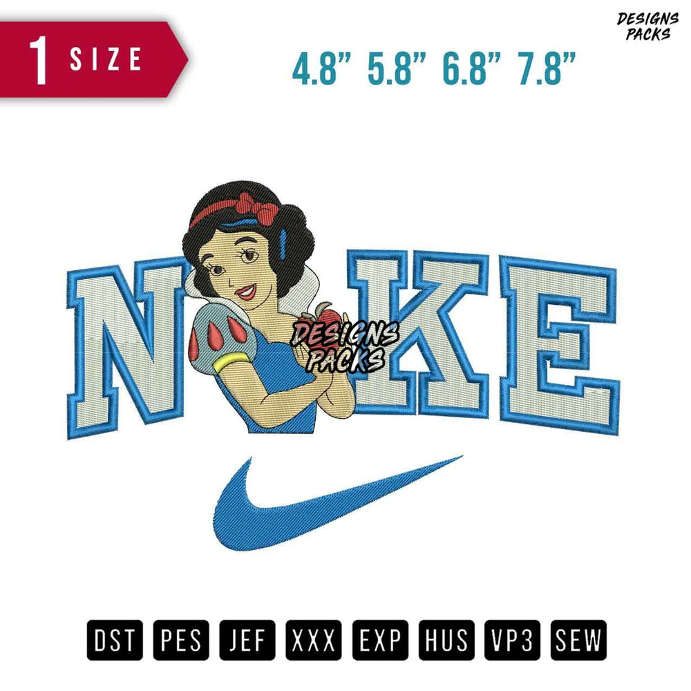 Swoosh Brand Snow White Embroidery Design