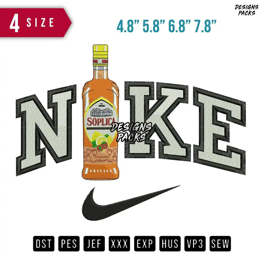 Swoosh Brand Soplica Bottle Embroidery Design