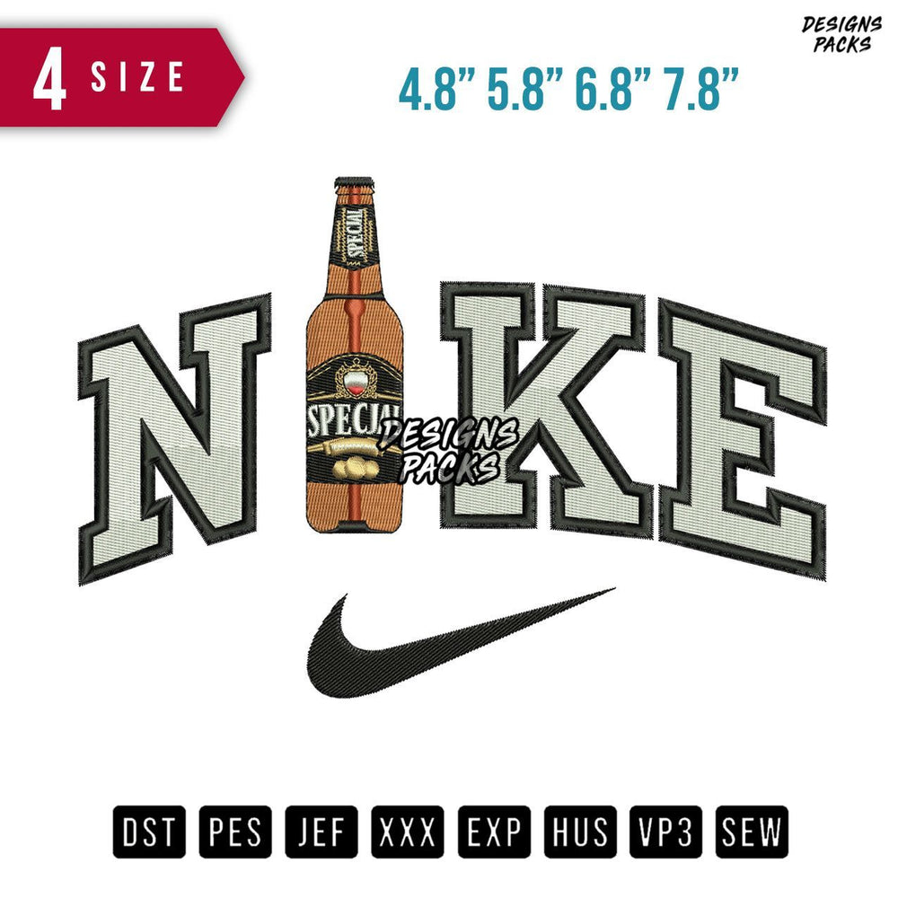 Swoosh Brand Special Bottle Embroidery Design