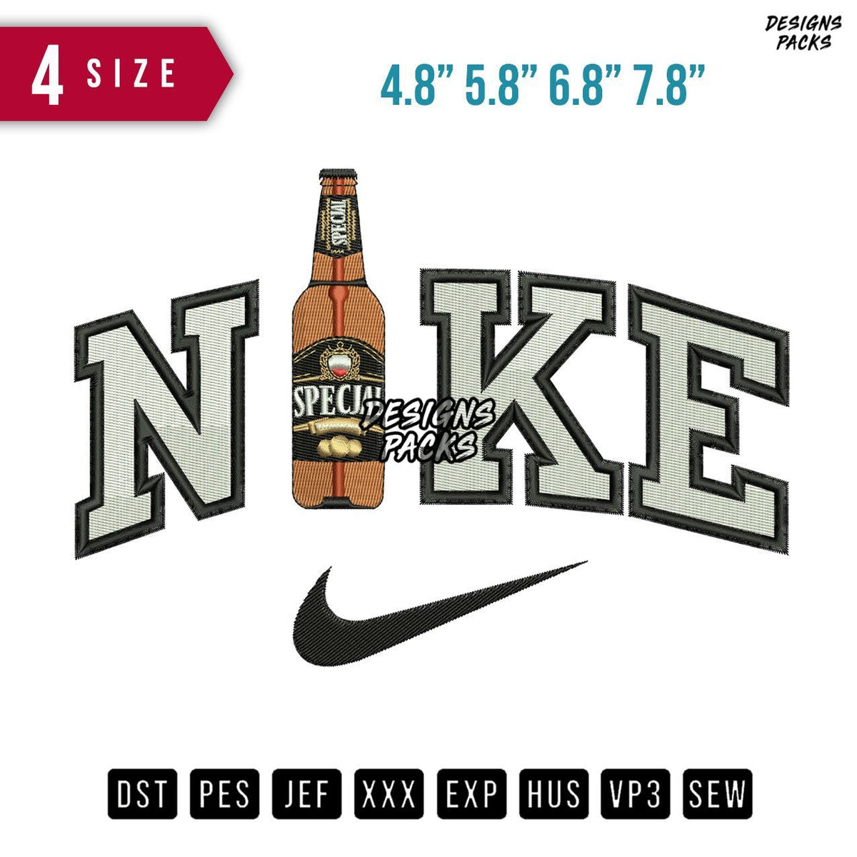Swoosh Brand Special Bottle Embroidery Design
