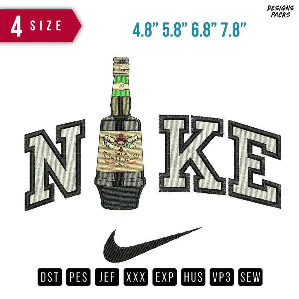 Swoosh Brand Amaro Montenegro Bottle Embroidery Design