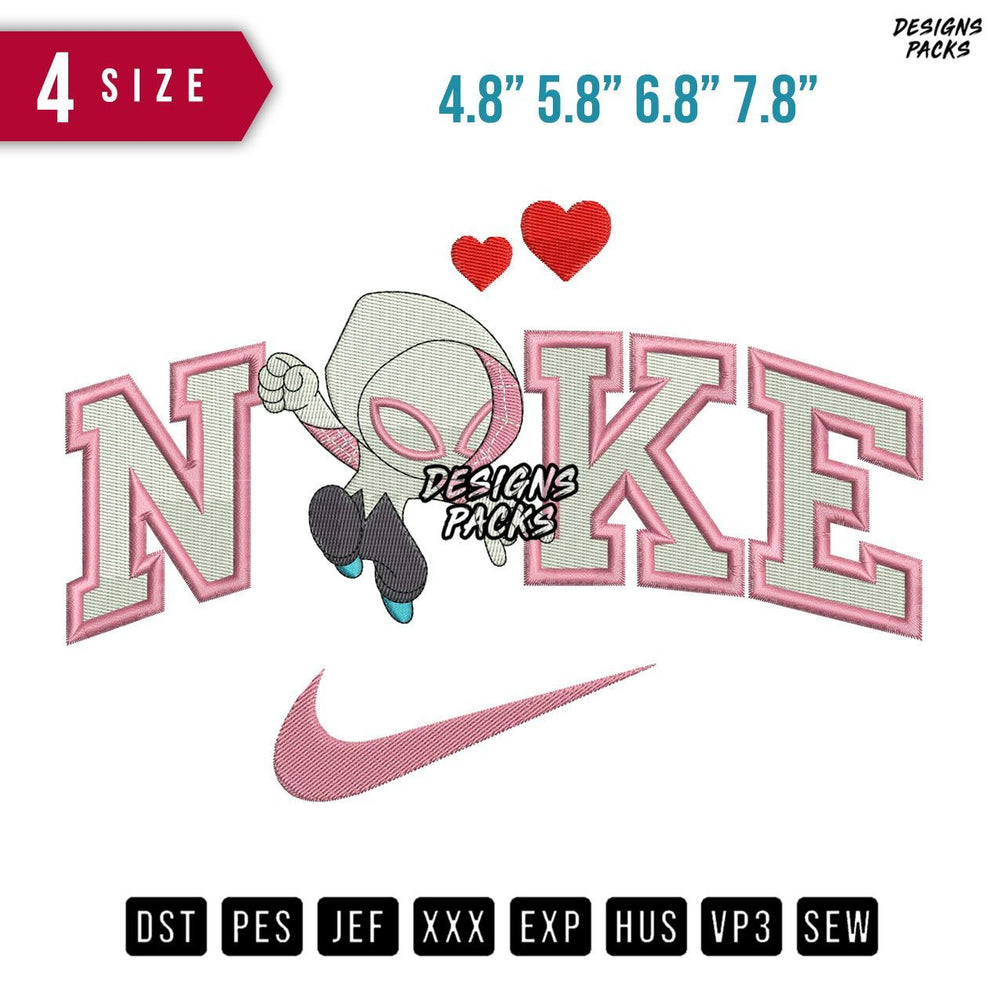 Swoosh Brand Spider Gwen Love Embroidery Design