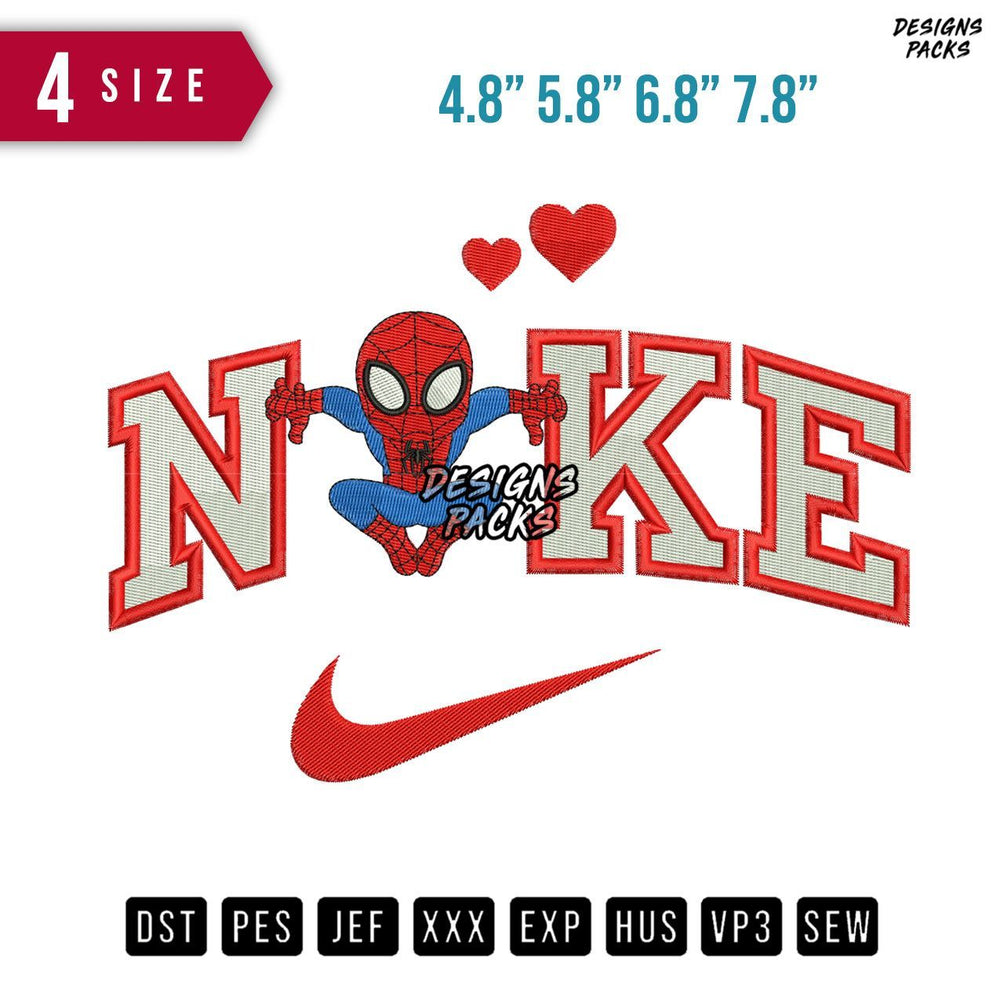 Swoosh Brand Spiderman Love Embroidery Design