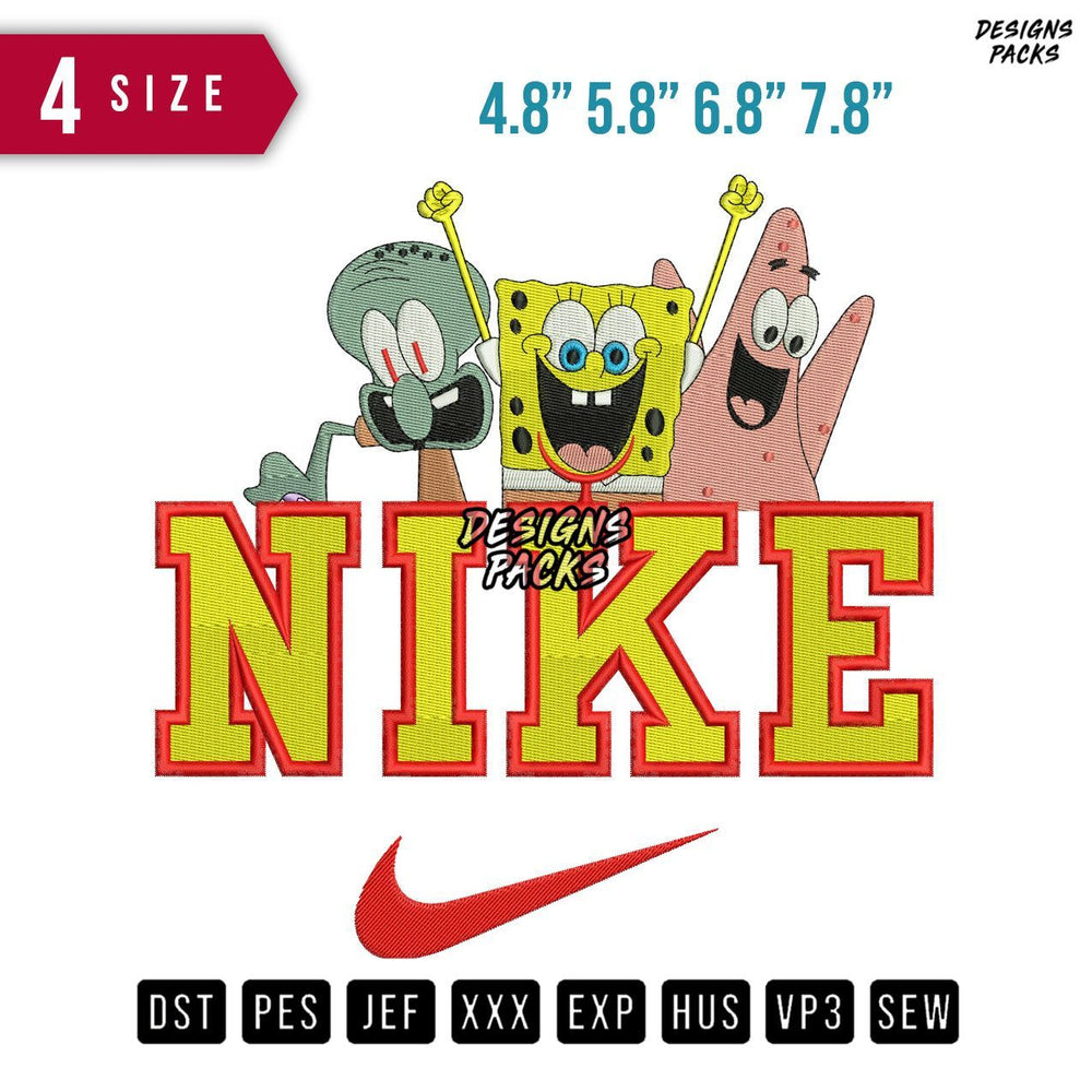 Swoosh Brand Spongebob Happy Embroidery Design