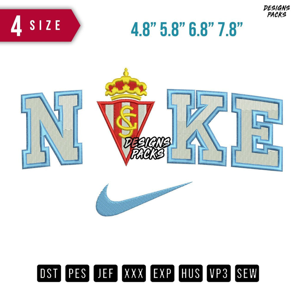 Swoosh Brand Sporting Gijon Embroidery Design