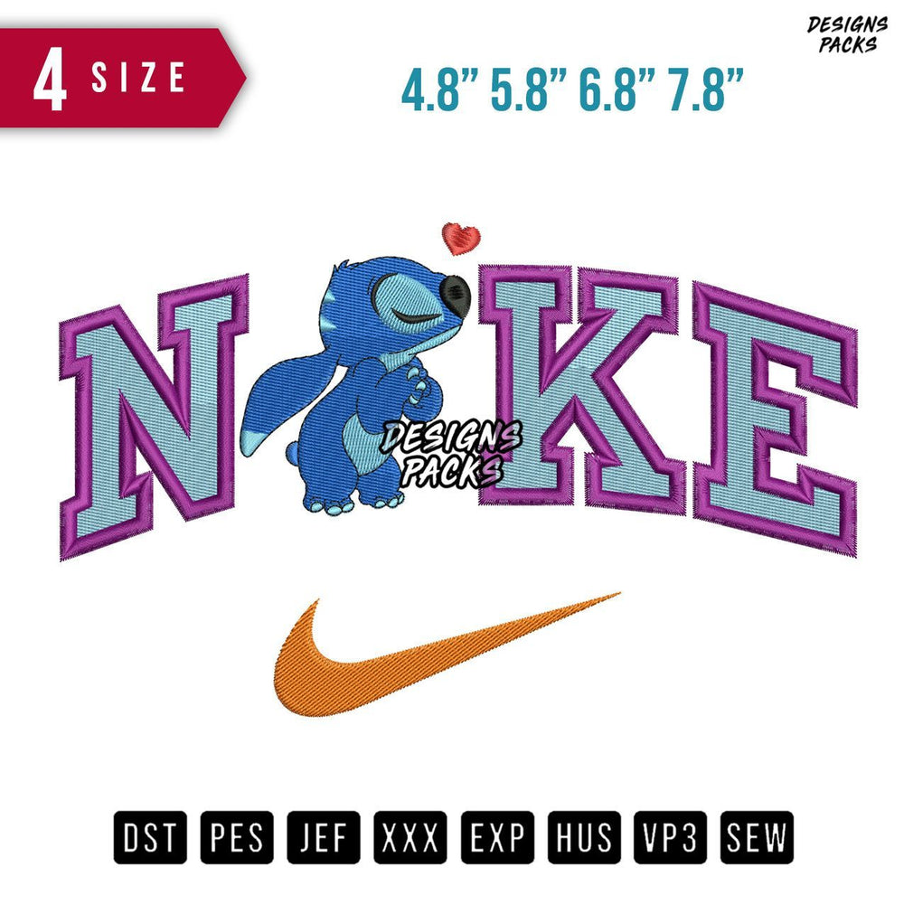 Swoosh Brand Stitch Kiss Love Embroidery Design