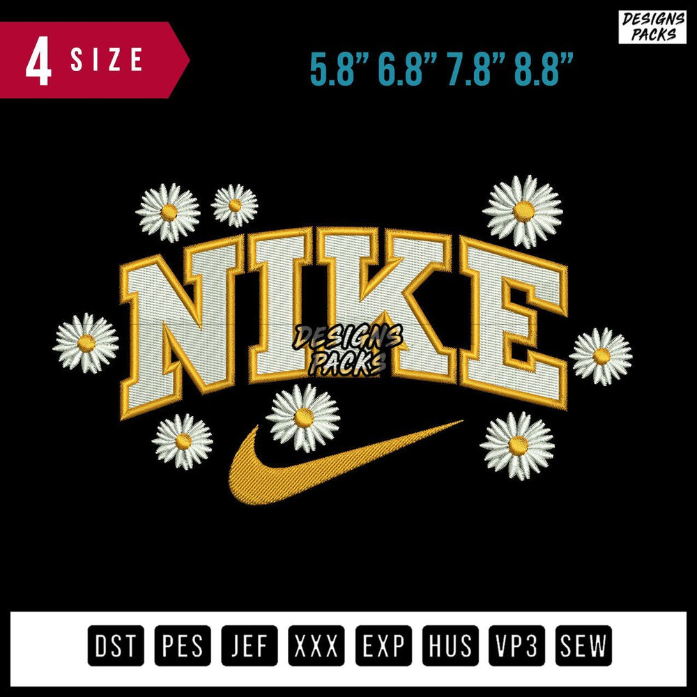 Swoosh Brand Sun Flowers Embroidery Design