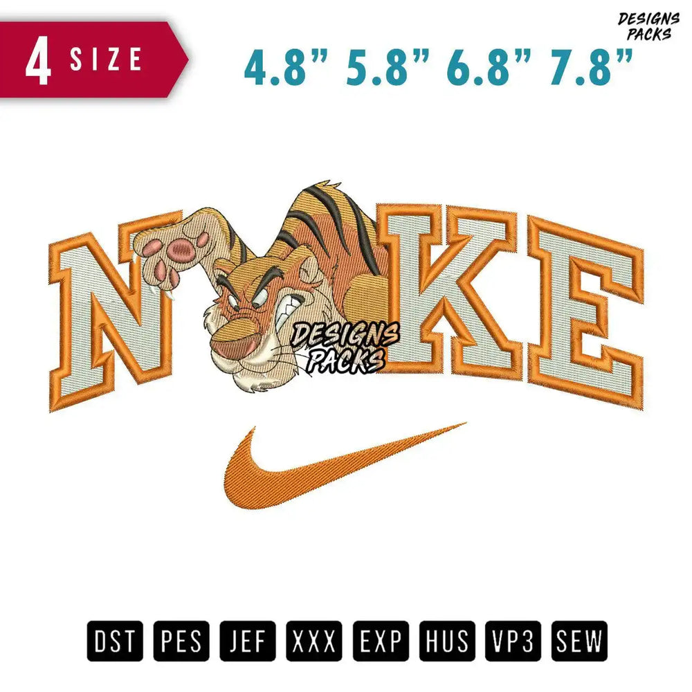 Swoosh Brand Tiger B Embroidery Design