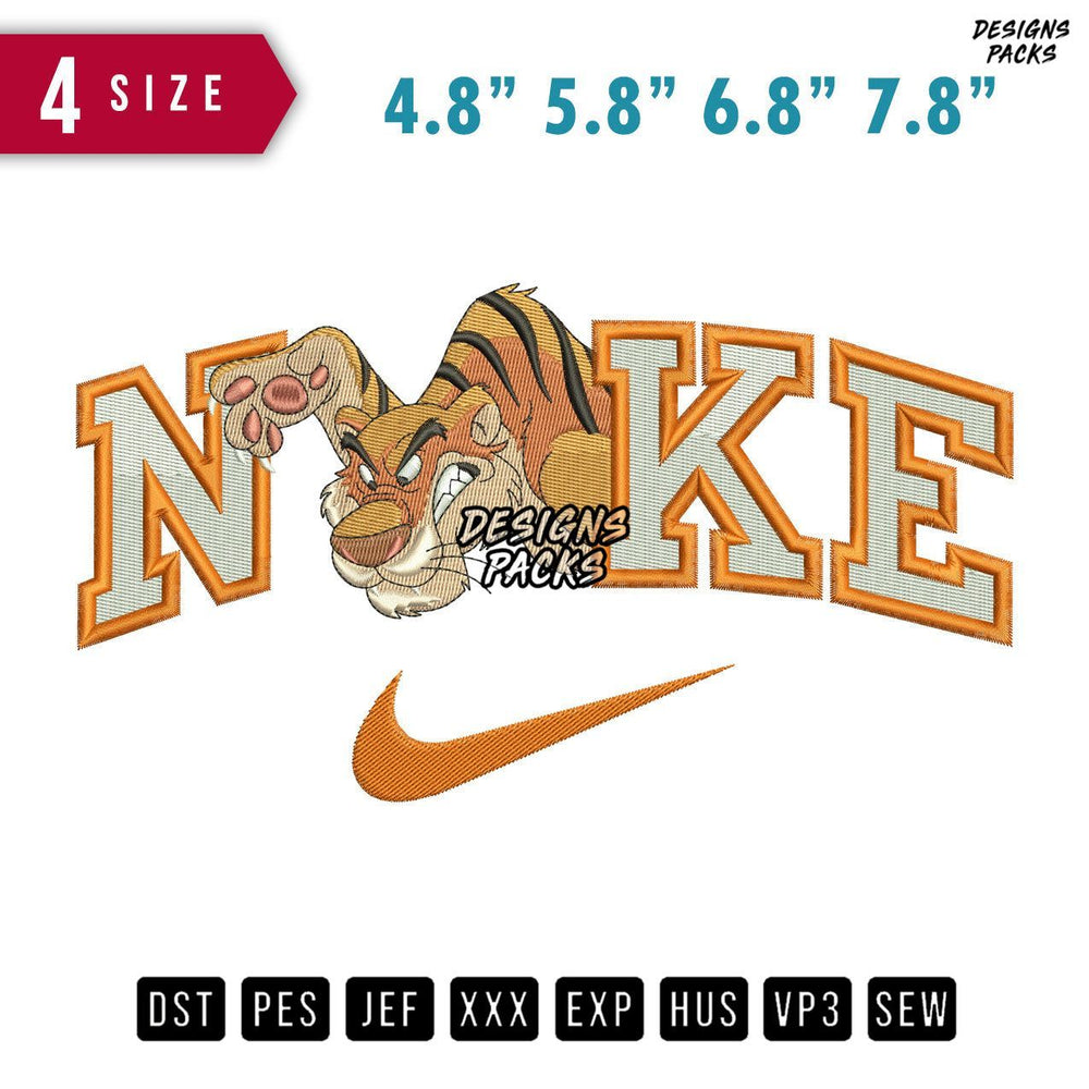 Swoosh Brand Tiger B Embroidery Design
