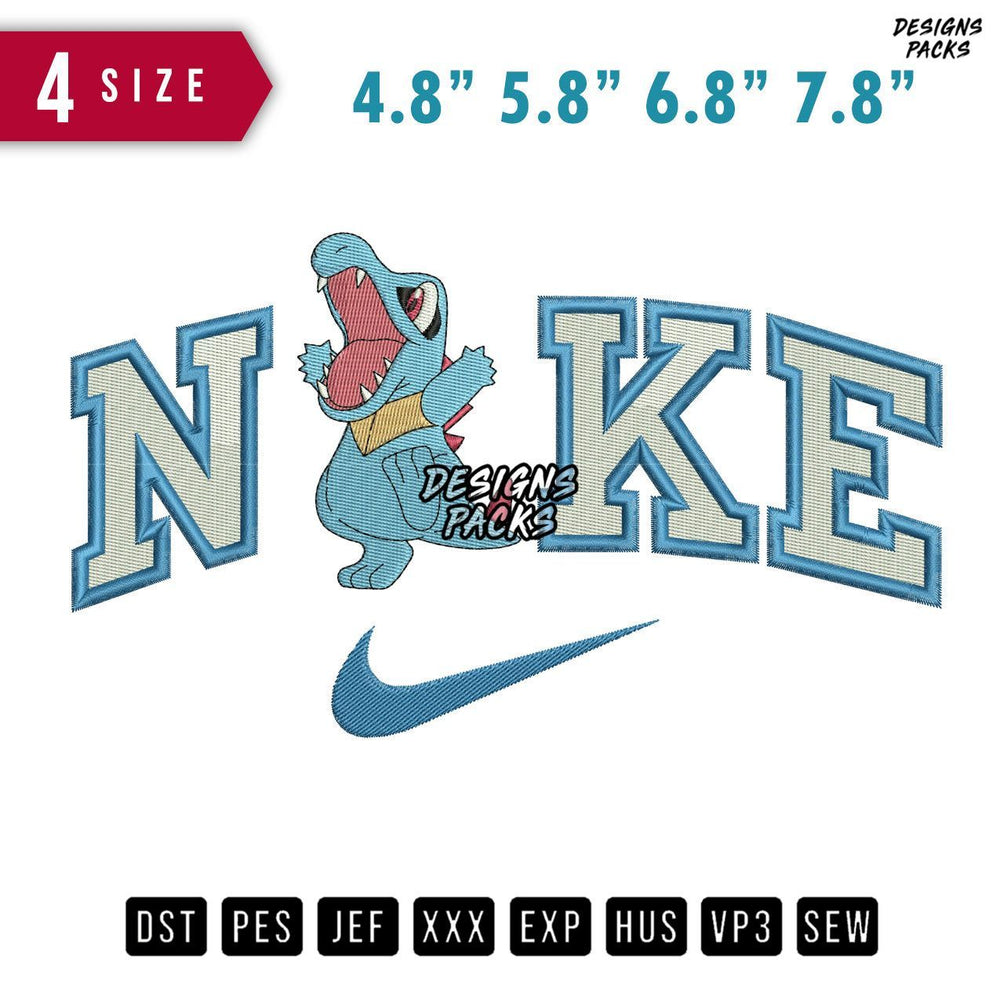 Swoosh Brand Totodile B Embroidery Design