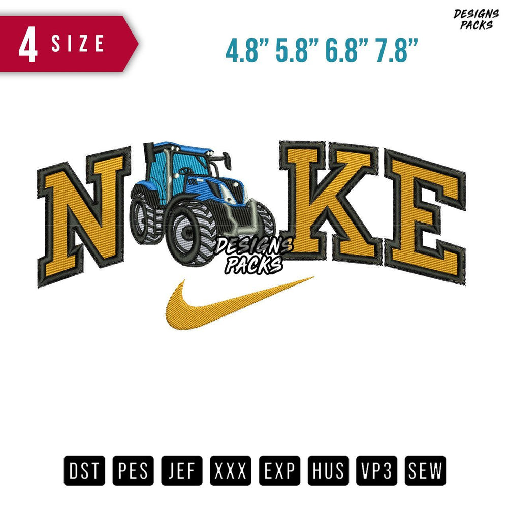 Swoosh Brand Tractor Embroidery Design