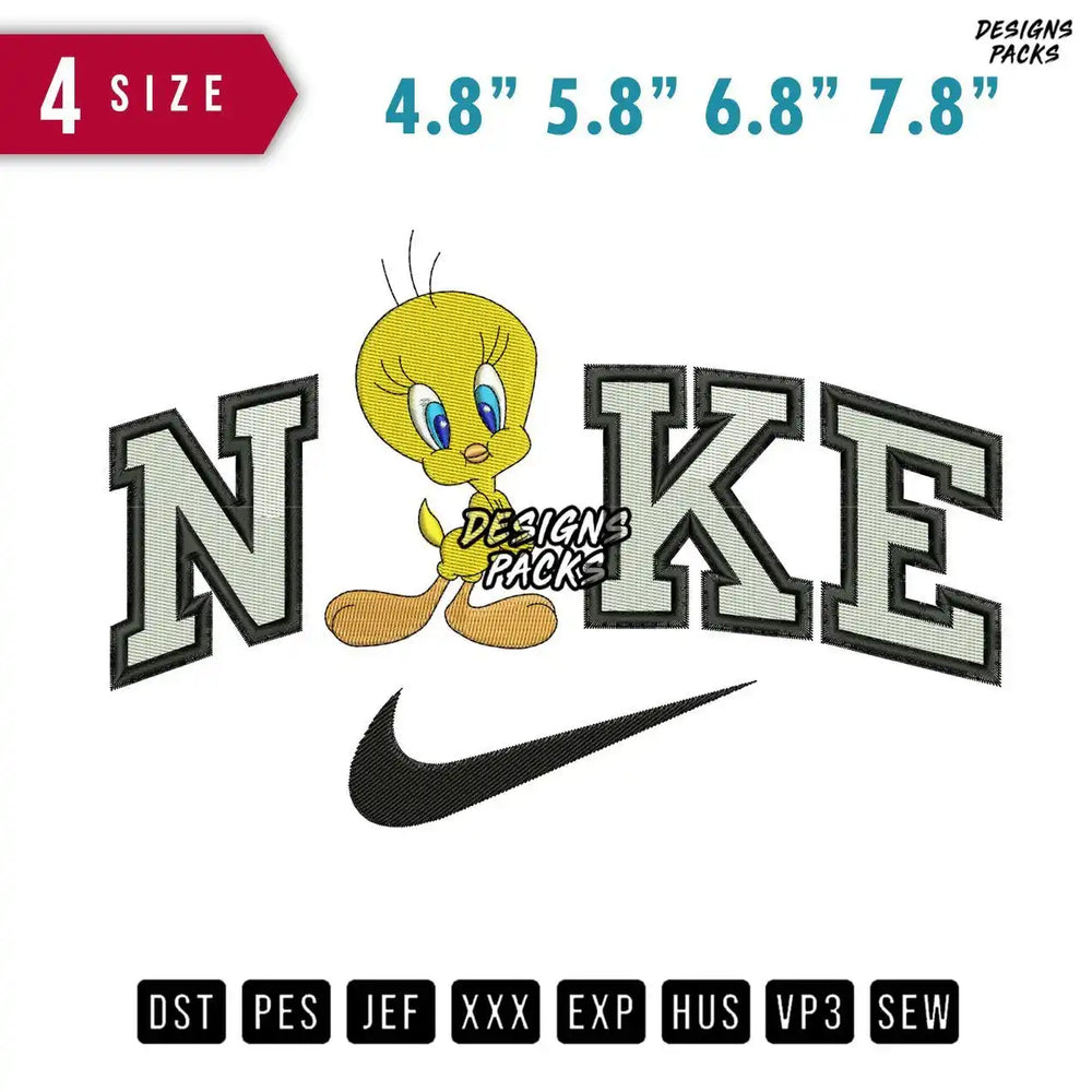 Swoosh Brand Tweety B Embroidery Design